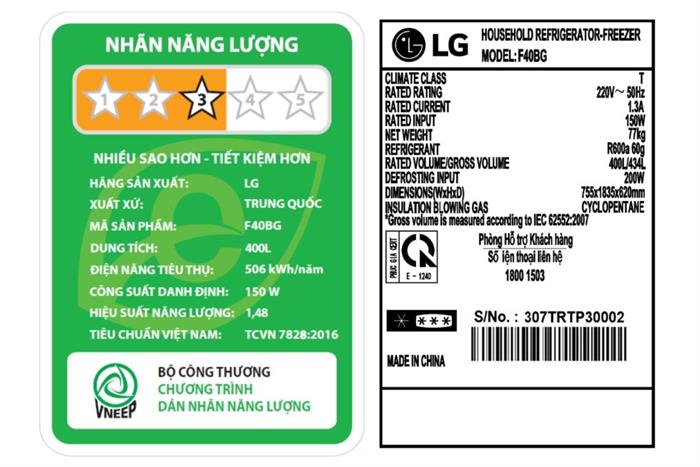 Tủ lạnh LG Inverter 400 Lít Multi Door F40BG